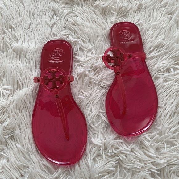 Brand new Tory Burch mini Miller jelly thong sandals n red oranges - Picture 5 of 8